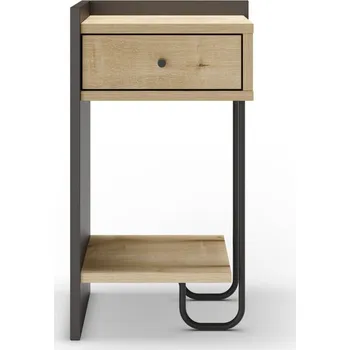 Noční stolek Černý/v přírodní barvě noční stolek v dekoru dubu s poličkami Mercure – Marckeric ID_1597890