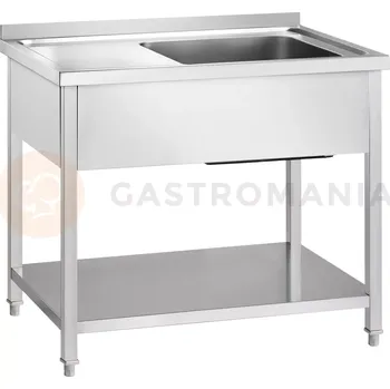 Nerezový dřez Stůl s dřezem vpravo, s policí 1200x700x850 mm, šroubovaný | GREDIL, 673327