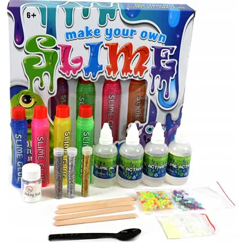 kreativní sada SLIME GLUTEK VELKÝ SADA NA VÝROBU SLIZU UDĚLEJ SI SÁM ANTISTRESOVÁ HMOTA