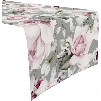 Prostěradlo Běžec na stůl, odstíny růžové a šedé, 200 x 40 cm