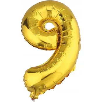Balónek Fóliový balónek zlatý ČÍSLICE 9, 100 cm – narozeniny, oslavy
