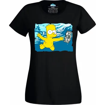 Dámské tričko The Simpsons "Nirvana Bart" Simpsonovi (Skladem XS-4XL) (Velikost: 4XL, Barva: Černá)