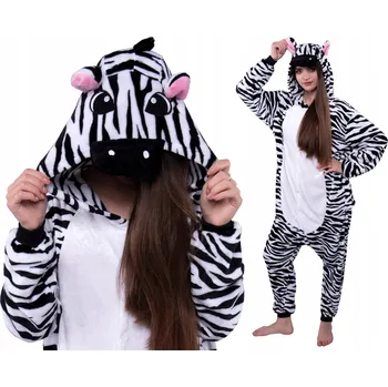 Dámské pyžamo ZEBRA PYŽAMO Kigurumi Onesie Kostým Kombinéza Zebra Overal 164