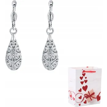 Náušnice Náušnice Dámské Zlaté 18k Dlouhé Visací Platinované Kapka Vody Ornament