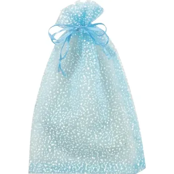 Dárková taška Pytlík organzový světle modrý se třpytkami 15x22 cm 6002