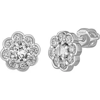 Náušnice Stříbrné náušnice pecky Marguerite s čirým přírodním topazem a Brilliance Zirconia 8 mm SILVEGOB380003ST