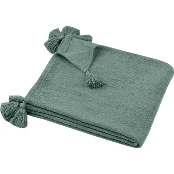 deka STOF Bavlněná deka SANCHEZ se střapci, 125 x 150 cm, zelená
