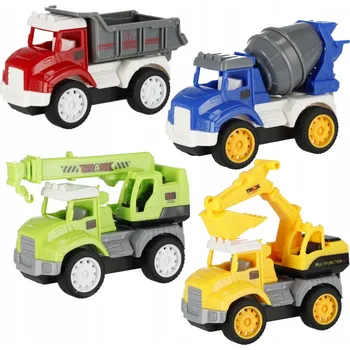 autíčko BAREVNÁ STAVEBNÍ NÁKLADNÍ AUTA sada 4 kusů MEGA CREATIVE autíčka