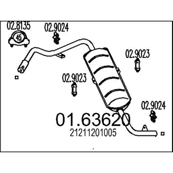 Výfukový systém Zadní tlumič výfuku MTS 01.63620