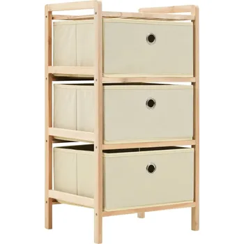 Úložný box Úložný regál se 3 látkovými košíky cedrové dřevo béžový IM_246433