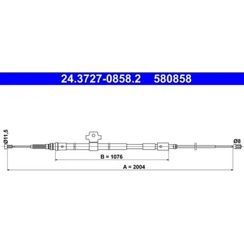 Lanko parkovací brzdy Tažné lanko, parkovací brzda ATE 24.3727-0858.2