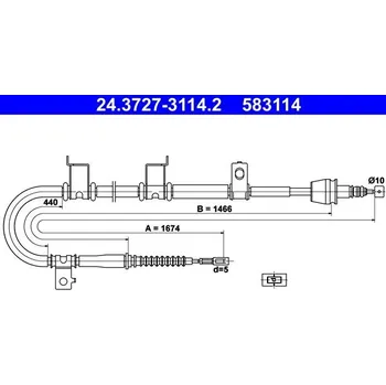 Lanko parkovací brzdy Tažné lanko, parkovací brzda ATE 24.3727-3114.2
