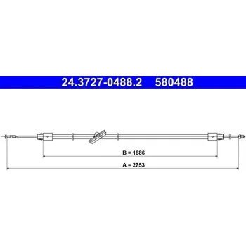 Lanko parkovací brzdy Tažné lanko, parkovací brzda ATE 24.3727-0488.2