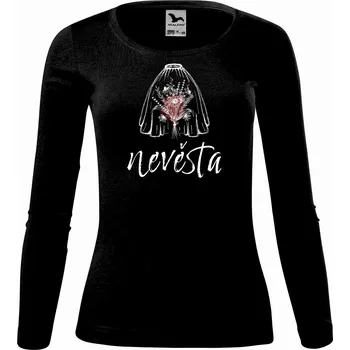 Dámské tričko DOBRÝ TRIKO Dámské bavlněné triko Nevěsta kytice Velikost: 3XL, Barva: Černá