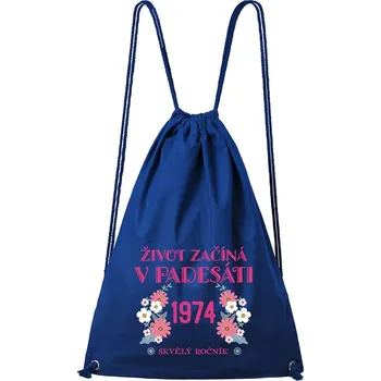 Městský batoh DOBRÝ TRIKO Bavlněný batoh Život začíná v 50 Barva: Královsky modrá