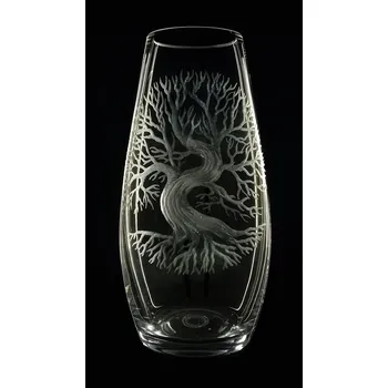 Sklenice Skleněná váza 20cm s rytinou stromu života - ručně ryté (broušené) strom života