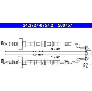 Lanko parkovací brzdy Tažné lanko, parkovací brzda ATE 24.3727-0757.2