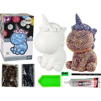 kreativní sada LEAN Toys Diamantová sada pro tvorbu jednorožce - hnědý