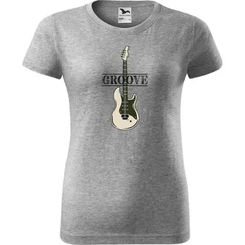 Dámské tričko DOBRÝ TRIKO Dámské tričko s potiskem Baskytara Barva: Tmavě šedý melír, Velikost: M