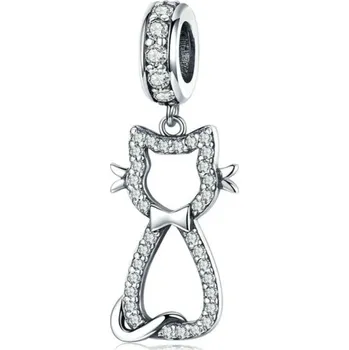 Přívěsek Stříbrný přívěsek korálek s kočičkou