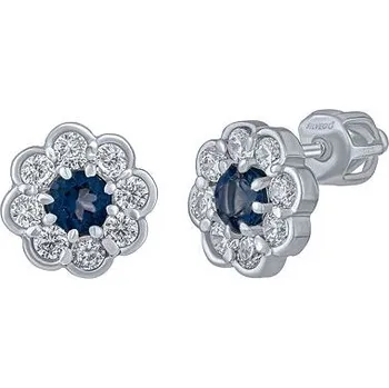Náušnice Stříbrné náušnice pecky Marguerite s přírodním London blue topazem a Brilliance Zirconia 8 mm SILVEGOB380003SLNT