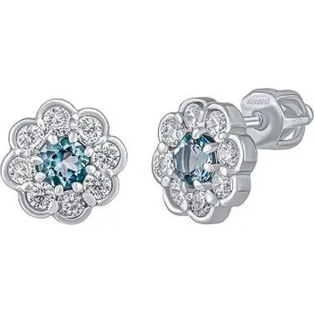 Náušnice Stříbrné náušnice pecky Marguerite s přírodním modrým topazem a Brilliance Zirconia 8 mm SILVEGOB380003SBT