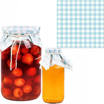 Sklenice 50 x Kapuce na sklenice ubrousky modré kostkované