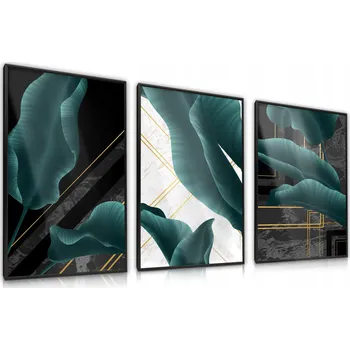 Obraz Sada 3x Plakát Listy Moderní 3D 60x80