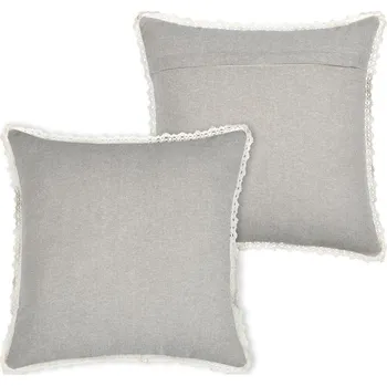 Dekorativní polštářek Šedý dekorační Polštář CLARINE 40x40 cm hladká krajka retro bavlna