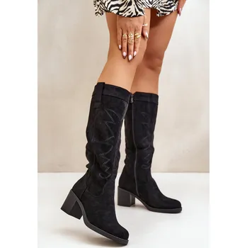 Dámské kozačky Sweet Shoes Kozačky na podpatku CHC321 černé 41