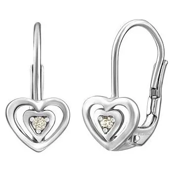 Náušnice Stříbrné náušnice srdíčka Samara s přírodním bílým topazem SILVEGOB70536SWT