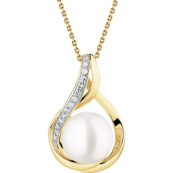 Přívěsek Zlatý přívěsek s diamanty a perlou - ryzost 585 - 110.836