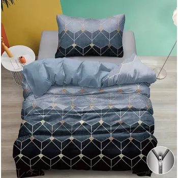 Povlečení NOVINKA 2025 ! BAVLNĚNÉ POVLEČENÍ s 3D EFEKTEM - ATHÉNA BLUE 140x200/70x90cm