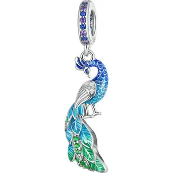 Šperk Stříbrný přívěsek korálek na náramek páv