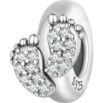 Přívěsek Stříbrný přívěsek korálek dětské stopy