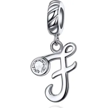 Přívěsek Stříbrný přívěsek korálek na náramek - písmeno F