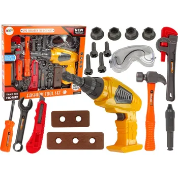 Hra na obchod LEAN Toys Sada nářadí s vrtačkou na baterie