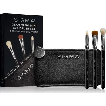 Sigma Beauty Brush Set mini E25 štětec na rozmazávání očních stínů 1 ks + mini E30 kulatý štětec na oční stíny 1 ks + mini E55 štětec na stínování a přechody 1 ks + mini Beauty Bag 1 ks