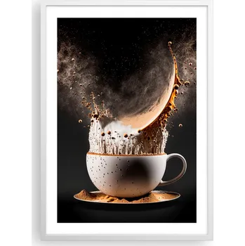 Obraz Plakát v bílém rámu do obývacího pokoje ložnice 50x70 káva moderní obraz