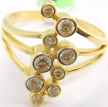 Prsten Klenoty Budín Mohutný zlatý prsten se zirkony 585/3,67gr vel. 59 HK1013 (Klenoty Budín Mohutný zlatý prsten se zirkony 585/3,67gr vel. 59 HK1013)