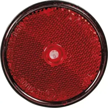 Odrazka kulatá červená v černém rámečku, 60 mm, k přišroubování