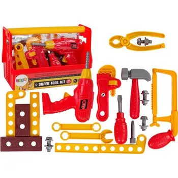 Hra na obchod LEAN Toys Sada dětského nářadí v boxu červené