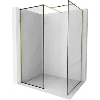 Mexen Kioto sprchová stěna Walk-in 100 x 80 cm, černý rám, zlatá - 800-100-202-50-70-080 Sprchové stěny