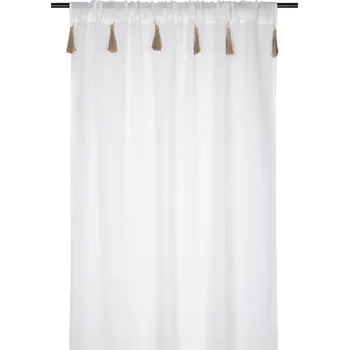 Sprchový závěs STOF Záclona IBIZA s ozdobnými střapci, 140 x 260 cm, bílá