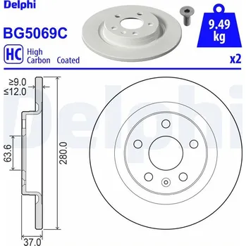 Brzdový kotouč Brzdový kotouč DELPHI BG5069C