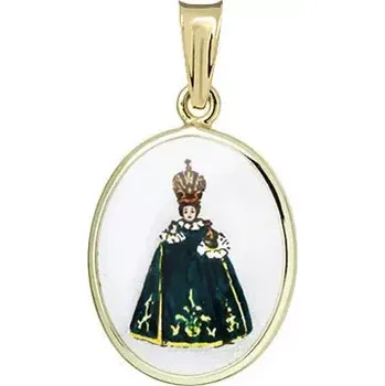Přívěsek Aljančič Pražské Jezulátko madonka zelené šaty 111H-green zlato