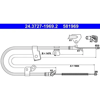 Brzdový systém Tažné lanko, parkovací brzda ATE 24.3727-1969.2