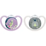 Nuk Uklidňující silikonový dudlík na noc 0-6m, 2ks