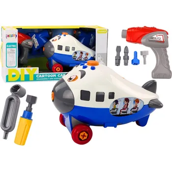 Hra na obchod LEAN Toys Letadlo ke šroubování, modrá
