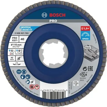 Brusný kotouč Bosch Lamelový brusný kotouč PRO X571, lomené provedení, 115 mm, G40, X-Lock 2608621763